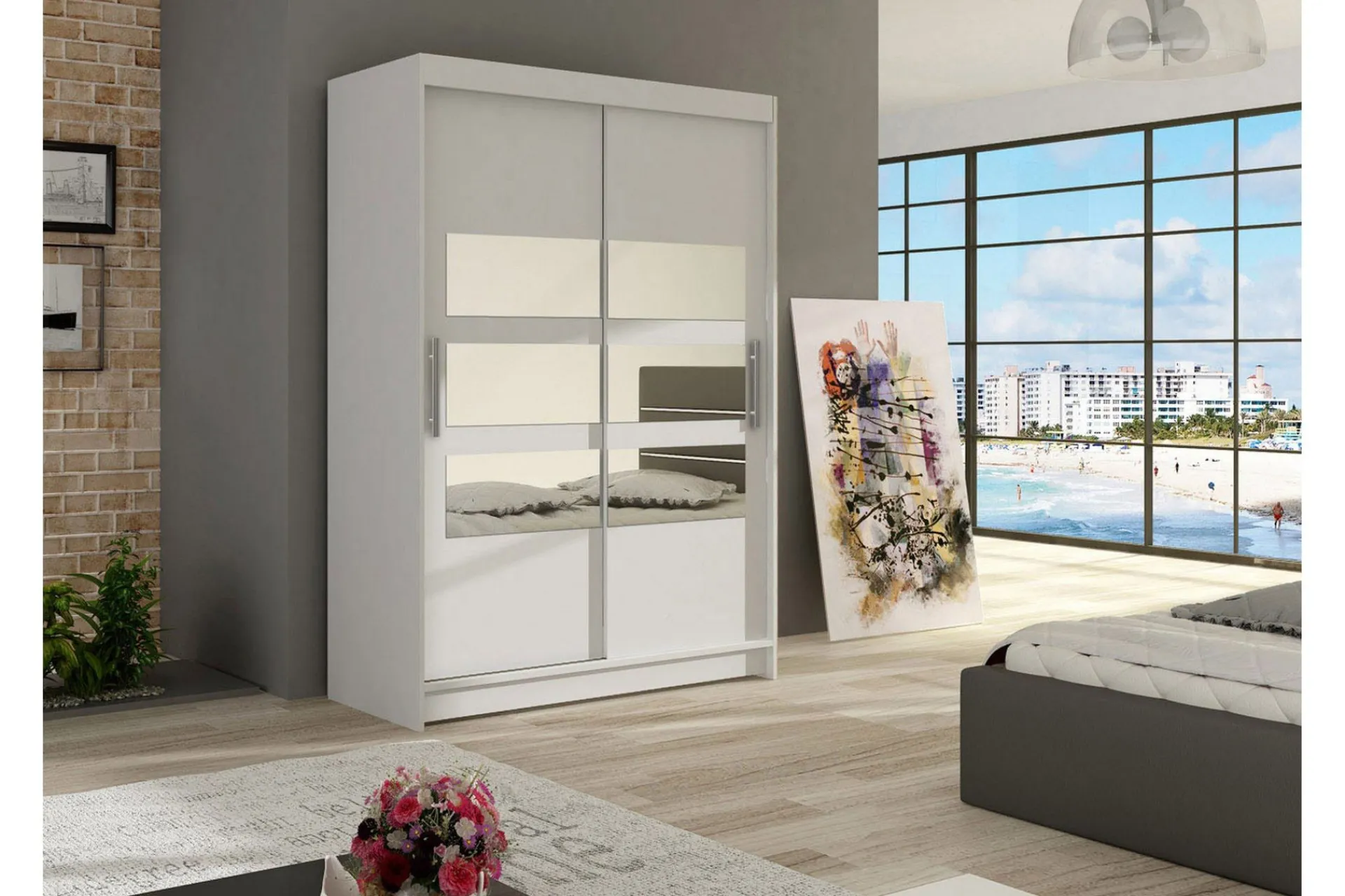 Estella Garderobe Skyvedører Delt Speil