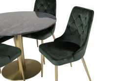 Venture Home Estelle Spisegruppe 106 cm Rund med 4 Velvet Stoler