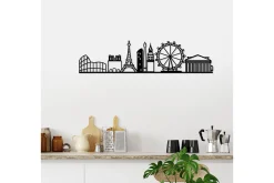 Skilt-European Cities Skyline Veggdekor Svart