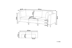 Velour Sofa & Fløyel Sofa-Evja 3-seters Sofa Grå