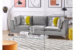 Velour Sofa & Fløyel Sofa-Evja 3-seters Sofa Grå