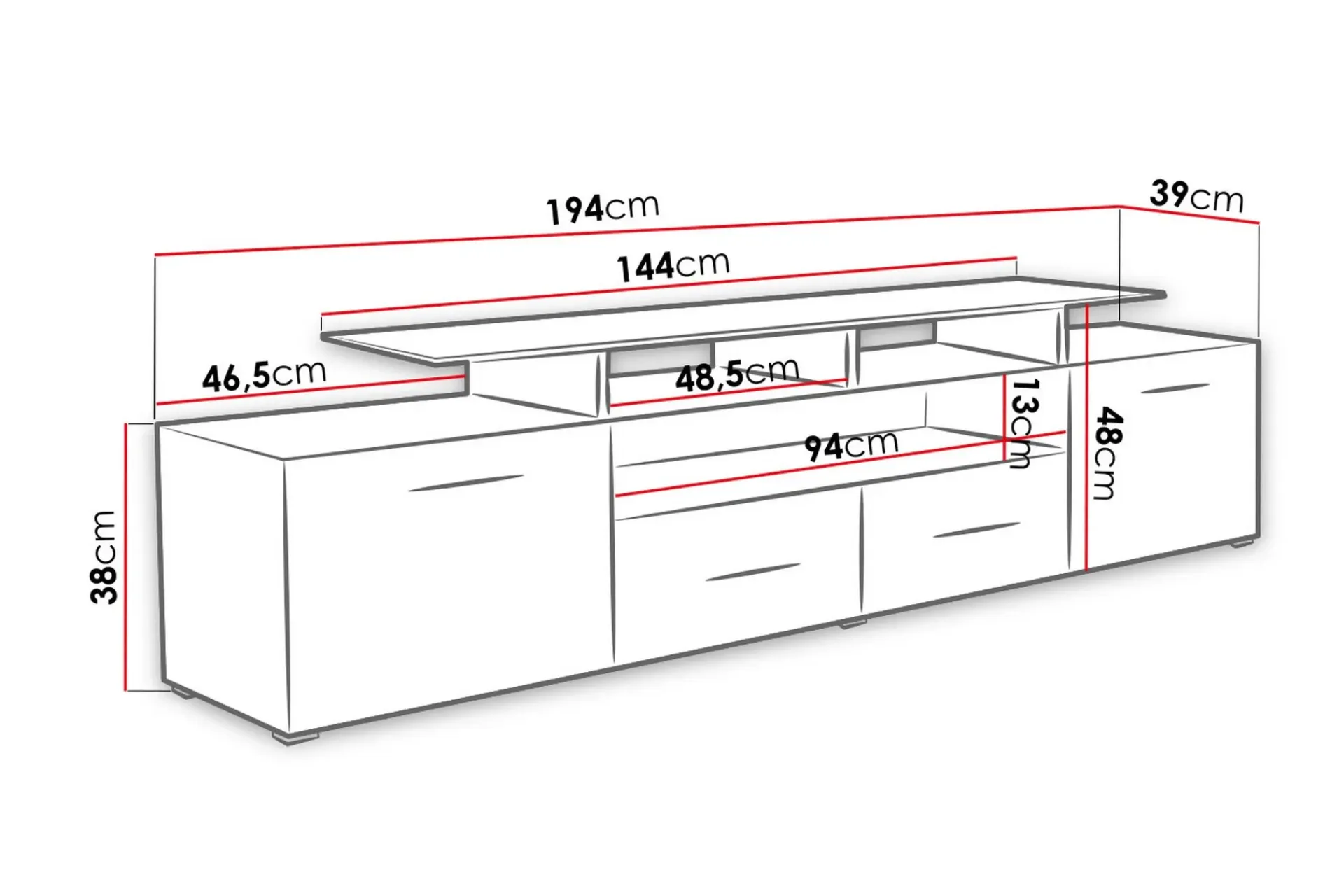 Tv-Benk & Mediabenk-Evora TV-benk 194x39x39 cm Hvit