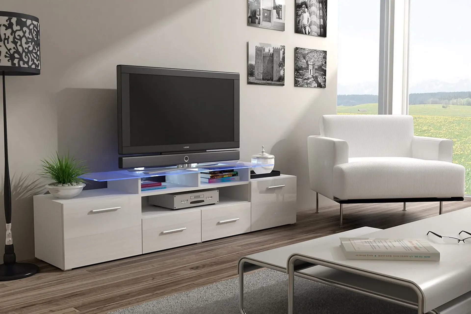 Tv-Benk & Mediabenk-Evora TV-benk 194x39x39 cm Hvit