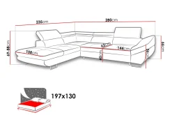 Velour Sofa & Fløyel Sofa-Fabio Divansovesofa 280x235x88 cm Belle 20