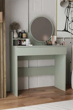 Sminkebord & Toalettbord-Fabrony sminkebord med speil 90 cm Askegrønn