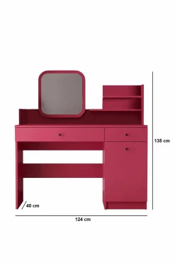 Sminkebord & Toalettbord-Fabrony sminkebord med speil 124 cm Bringebær