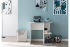 Wohnling Kontorbord-Farleys Skrivebord 82 cm med Oppbevaringshyller Hvit