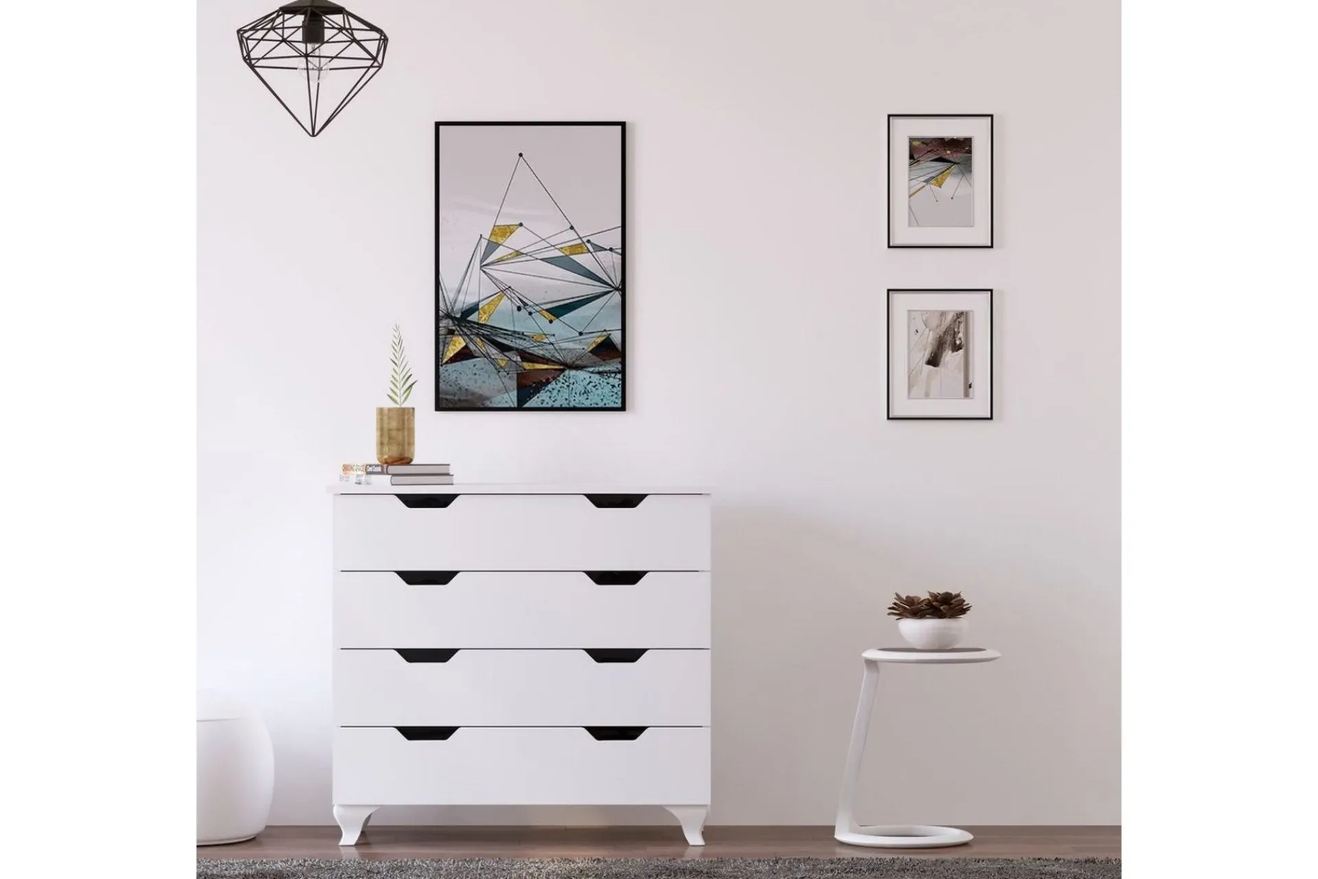 Kommode|Entrekommode-Feylor Hjørnekommode 86 cm Matt hvit