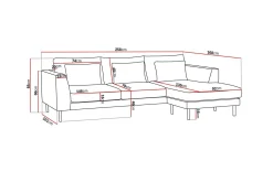 Scandi Days Sofa Med Sjeselong-Florenz 3-seters Høyrevendt L-formet Sjeselongsofa i Chenille Grå/Beige