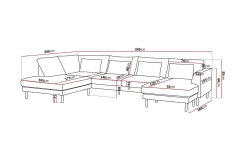 Scandi Days Florenz 4-seters Venstrevendt U-formet Sofa med Divan og Sjeselong i Chenille