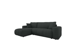 Sofa Med Sjeselong-Flo Sovesofa med Sjeselong 3-seter Svart