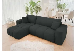 Sofa Med Sjeselong-Flo Sovesofa med Sjeselong 3-seter Svart