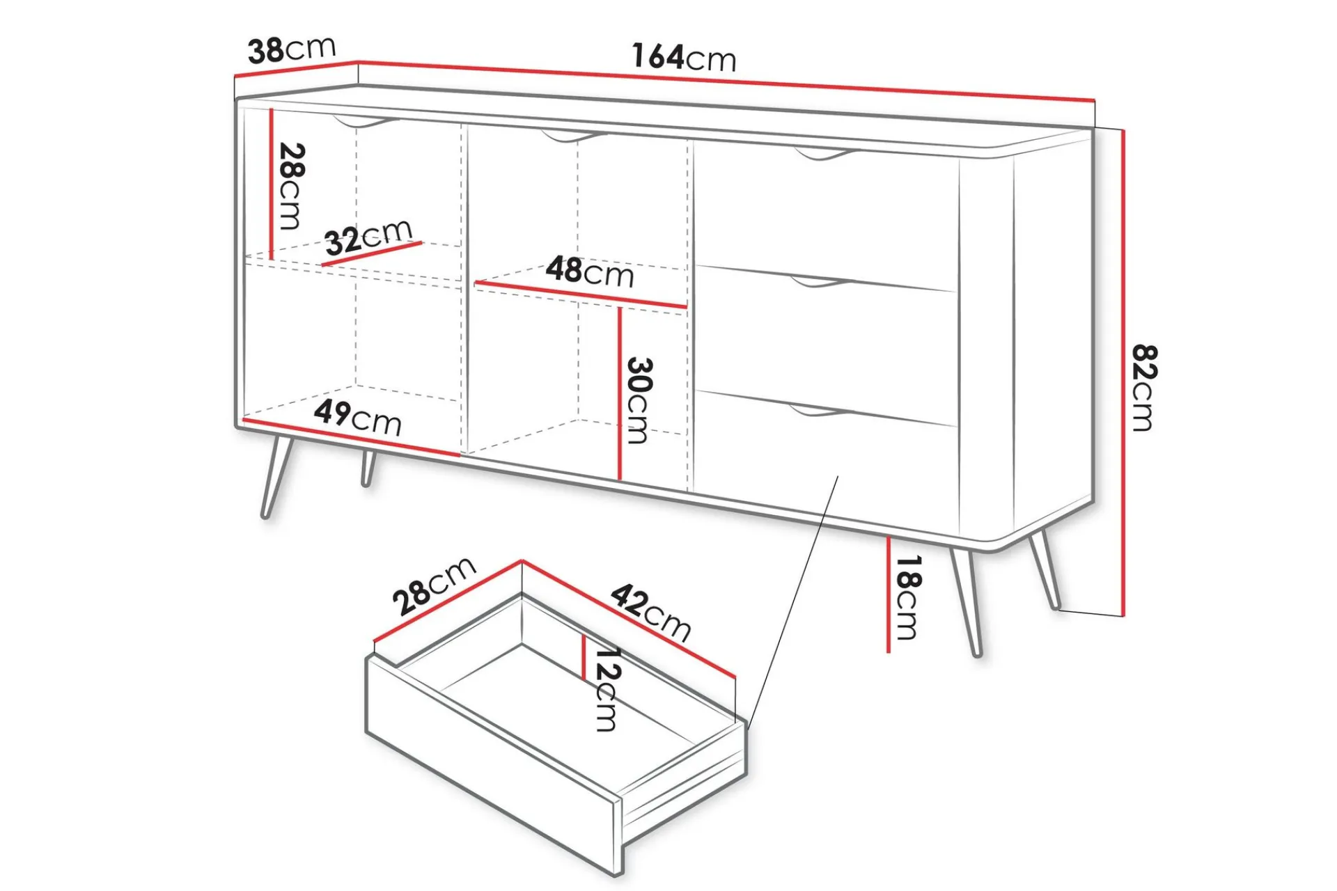 Oppbevaringskiste|Entrekommode-Forba Kommode 164 cm Beige