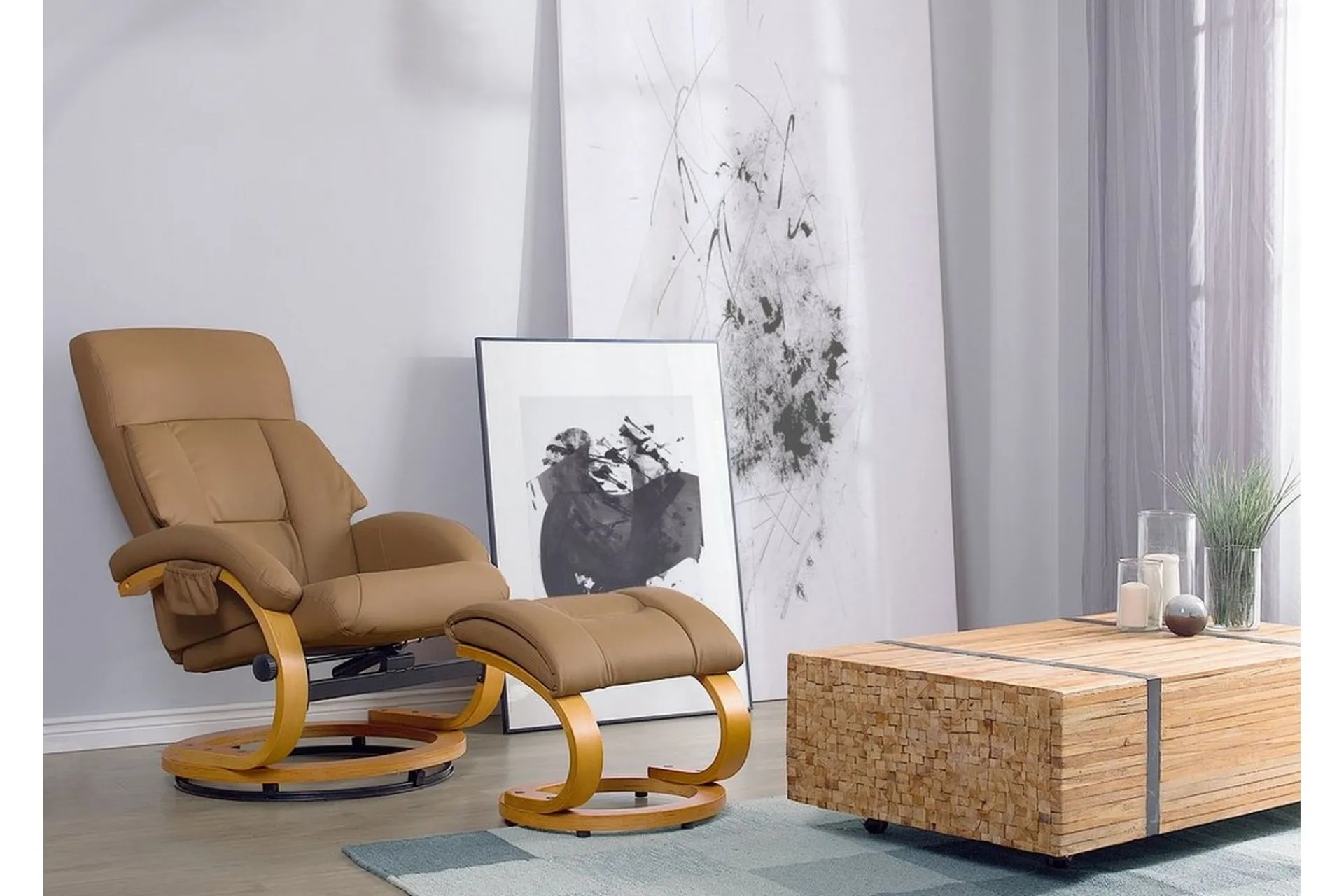 Lenestoler-Force Hvilstol med fotskammel Beige