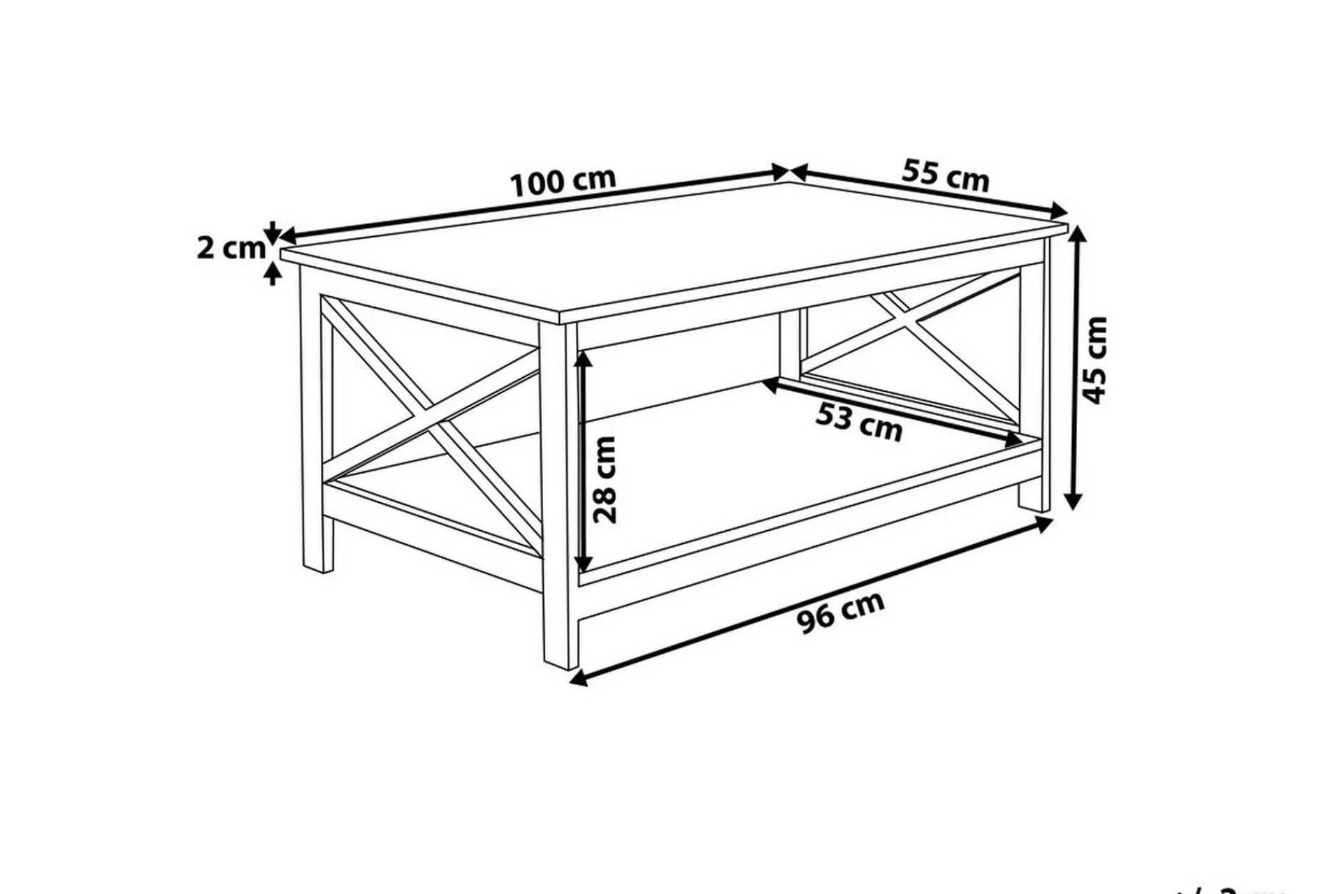 Bloomington Sofabord-Fostia Sofabord 100 cm med Oppbevaringshylle Hvit