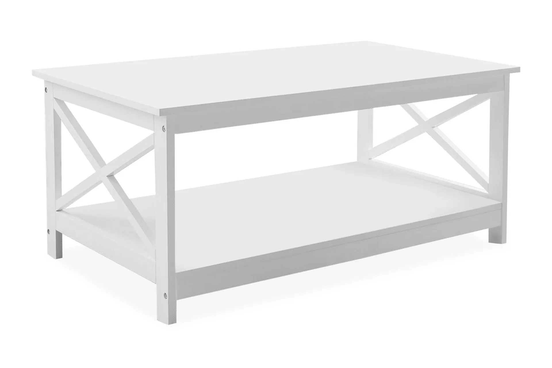 Bloomington Sofabord-Fostia Sofabord 100 cm med Oppbevaringshylle Hvit