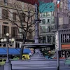 Tapeter-Fototapet Twilight Across Paris Square 250x193