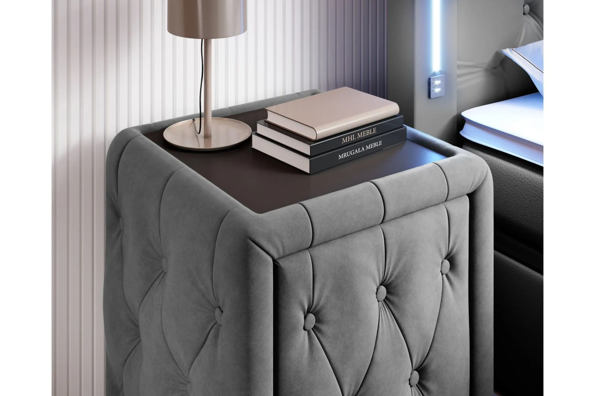 Cloud47 Franco Komplett Sengpakke med Oppbevaring LED-belysning 180x200 cm + 2 stk. Franco Nattbord