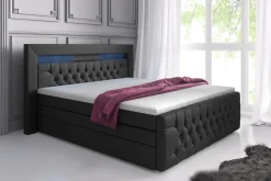 Cloud47 Kontinentalsenger|Seng Med Oppbevaring-Franco Lyx Sengepakke 180x200 LED-belysning Svart