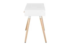 Kontorbord-Frisange Skrivebord 120 cm med Oppbevaring 2 Skuffer + Hylle Hvit
