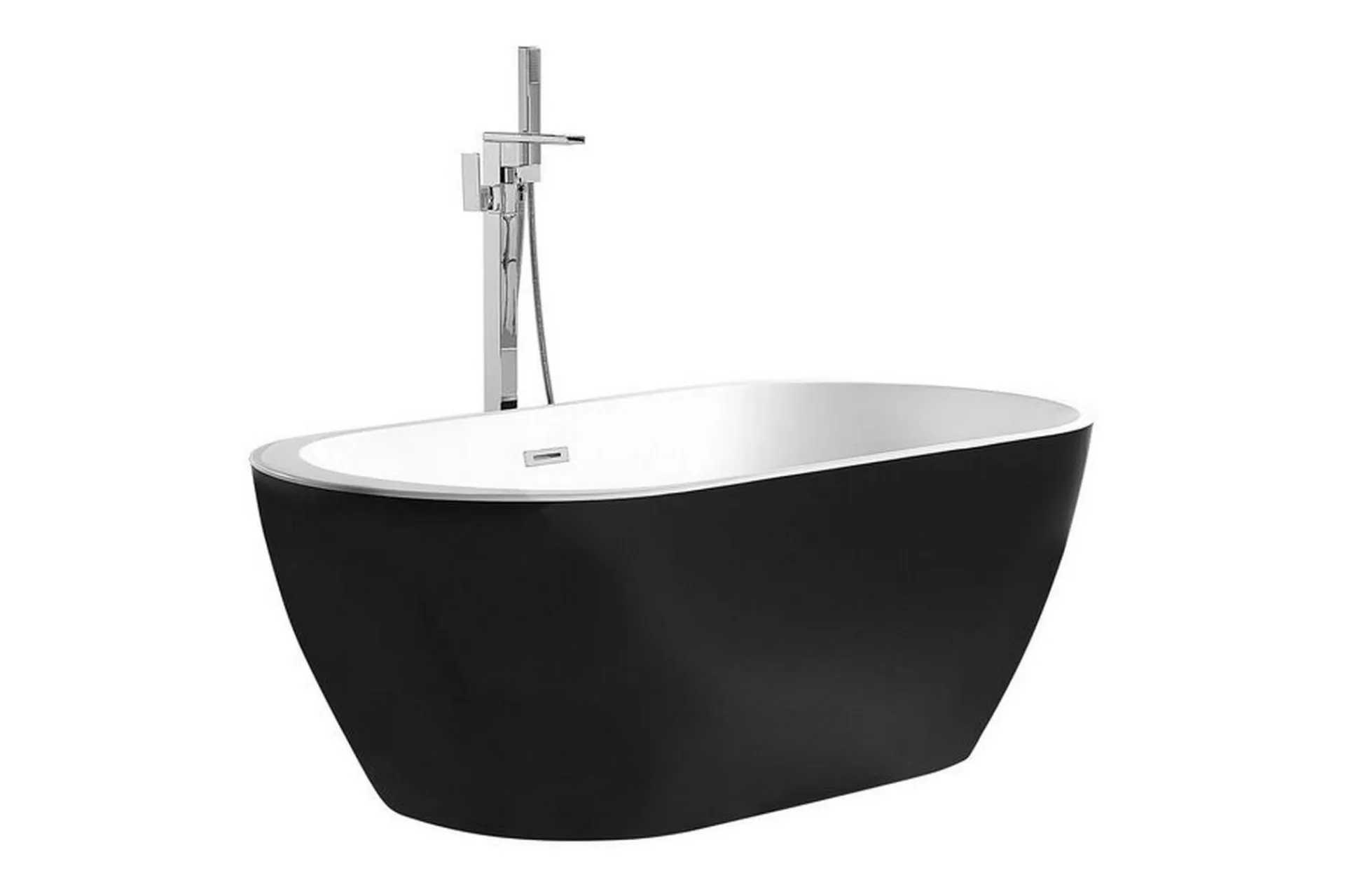 Baderom-Frittstående badekar 170 x 80 cm oval NEVIS Svart