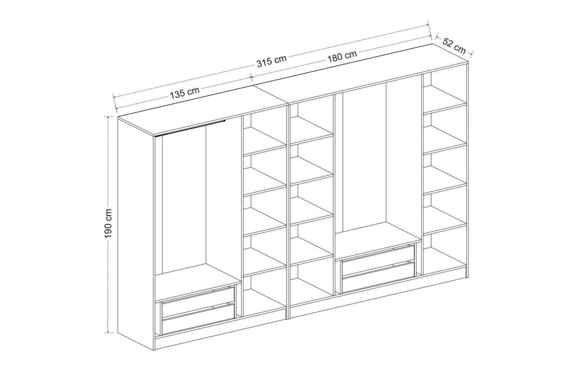 Garderober & Garderobesystem-Fruitland Garderobe 315 cm Antracit