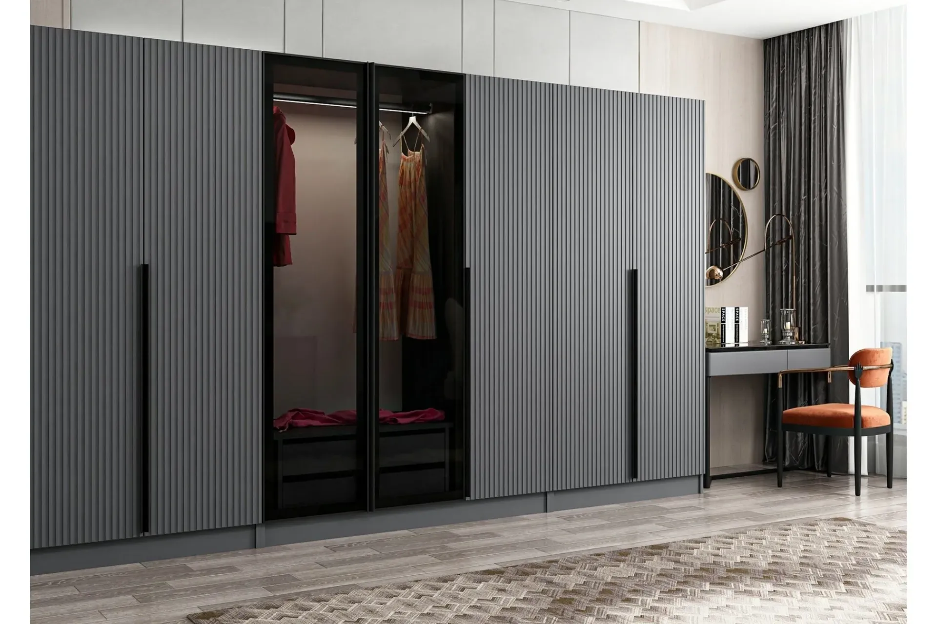 Vegghengt Oppbevaring|Knaggerekke-Fruitland Garderobe 315 cm Antracit