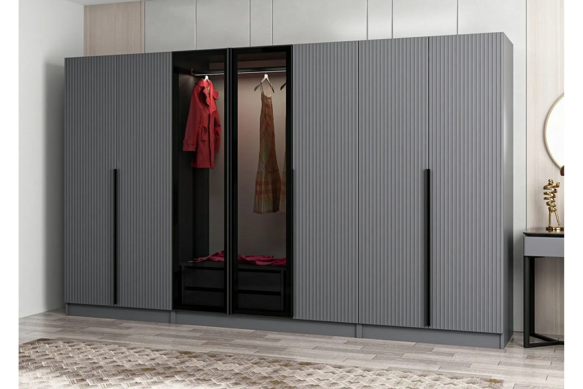 Vegghengt Oppbevaring|Knaggerekke-Fruitland Garderobe 315 cm Antracit