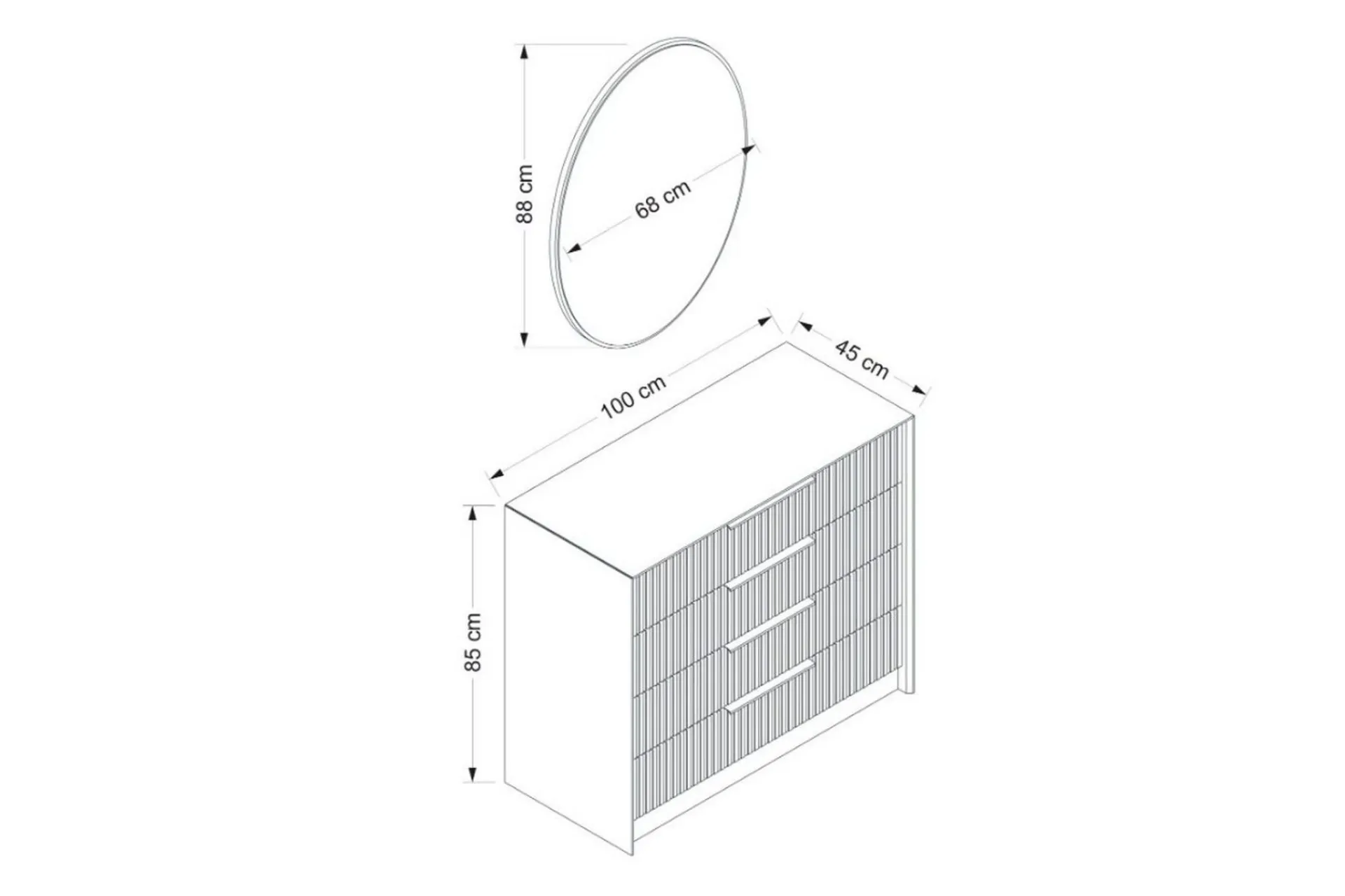 Kommode|Entrekommode-Fruitland Hjørnekommode 100 cm Antracit