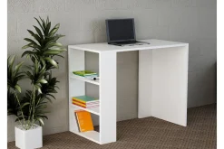Kontorbord-Furny Home Skrivebord 90 cm med Oppbevaringshylle Hvit