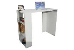 Kontorbord-Furny Home Skrivebord 90 cm med Oppbevaringshylle Hvit