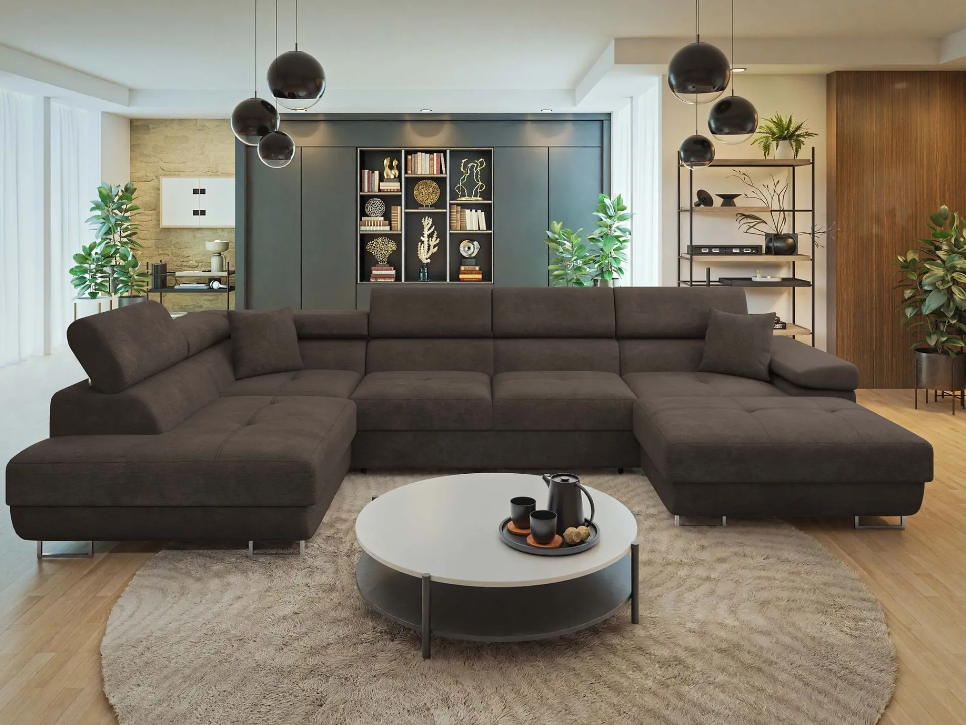 Sovesofaer-Gabina 5-seters U-formet sovesofa med divan og sjeselong Lumo 40