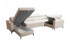 Velour Sofa & Fløyel Sofa|Sovesofaer-Galbally 4-sits Hörnbäddsoffa Dark blue Mørkeblå