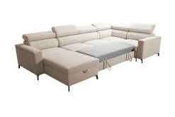 Velour Sofa & Fløyel Sofa|Sovesofaer-Galbally 4-sits Hörnbäddsoffa Dark blue Mørkeblå