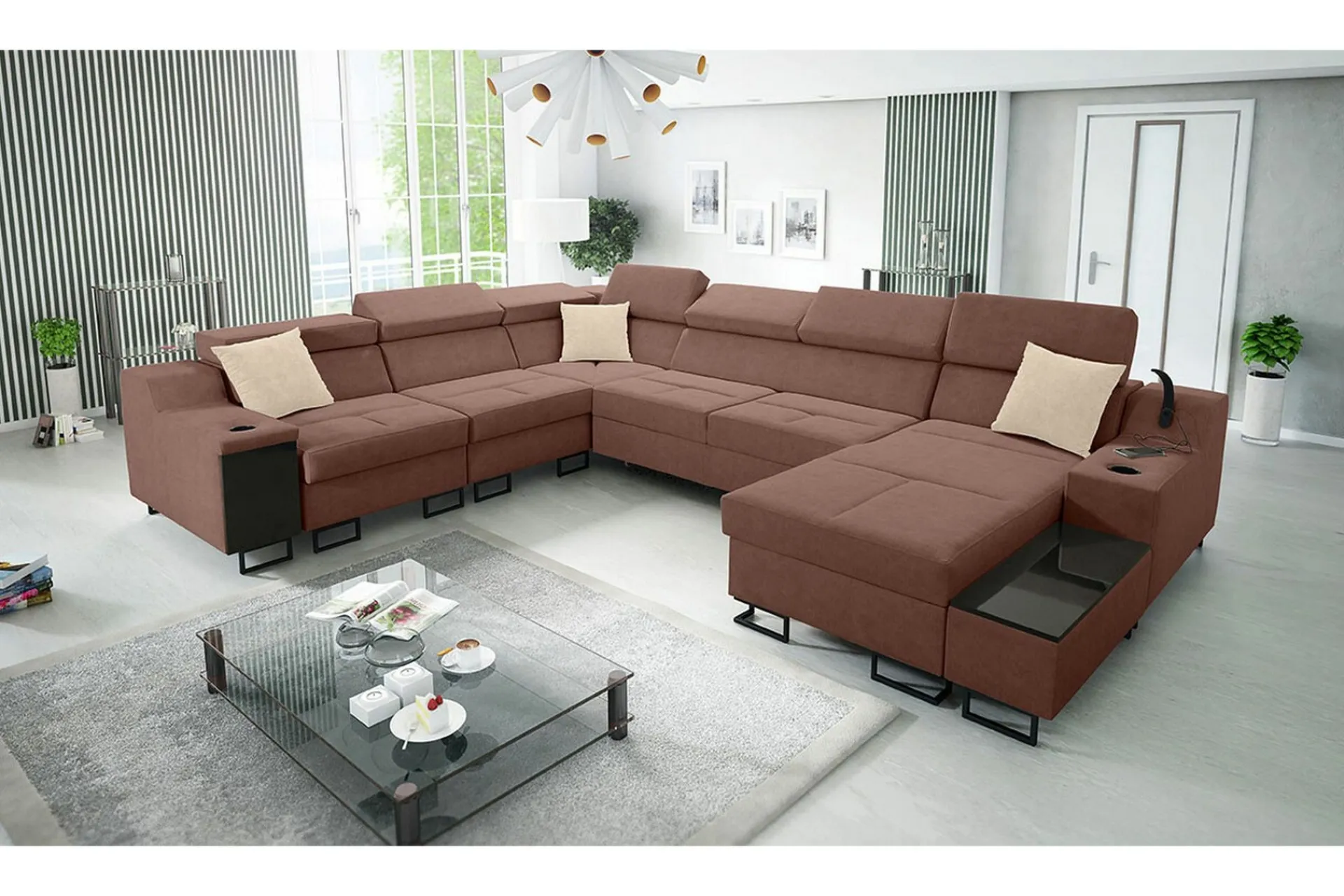 Hjørnesofa-Galbally 5-sits Hörnsoffa Brown Brun
