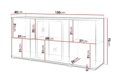 Sideboard & Skjenker-Gammel Skjenk 150x40 cm Svart
