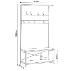 Hattehylle|Hattehylle-Gangkonsoll HOME4YOU Hedvig 100x36x180 cm ask/svart