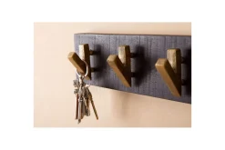 Wohnling Stumtjener|Knaggerekke-Garderobe Vegghengt klesstativ 6 gylne metallkroker elegant i svart gull Svart,Gull