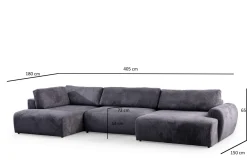 Sofa Med Sjeselong-Gaudir 4-seters Sofa med Divan Antracit