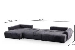 Sofa Med Sjeselong-Gaudir 4-seters Sofa med Divan Antracit