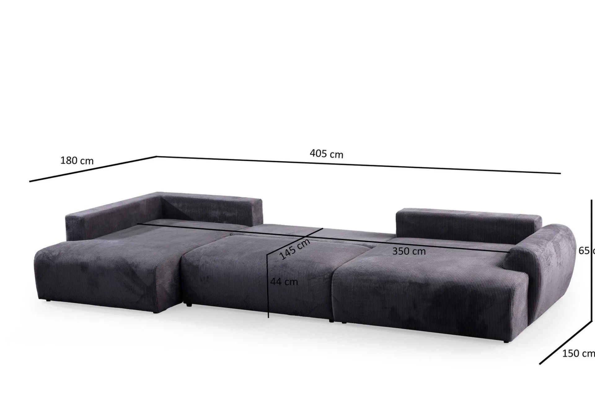 Sofa Med Sjeselong-Gaudir 4-seters Sofa med Divan Antracit