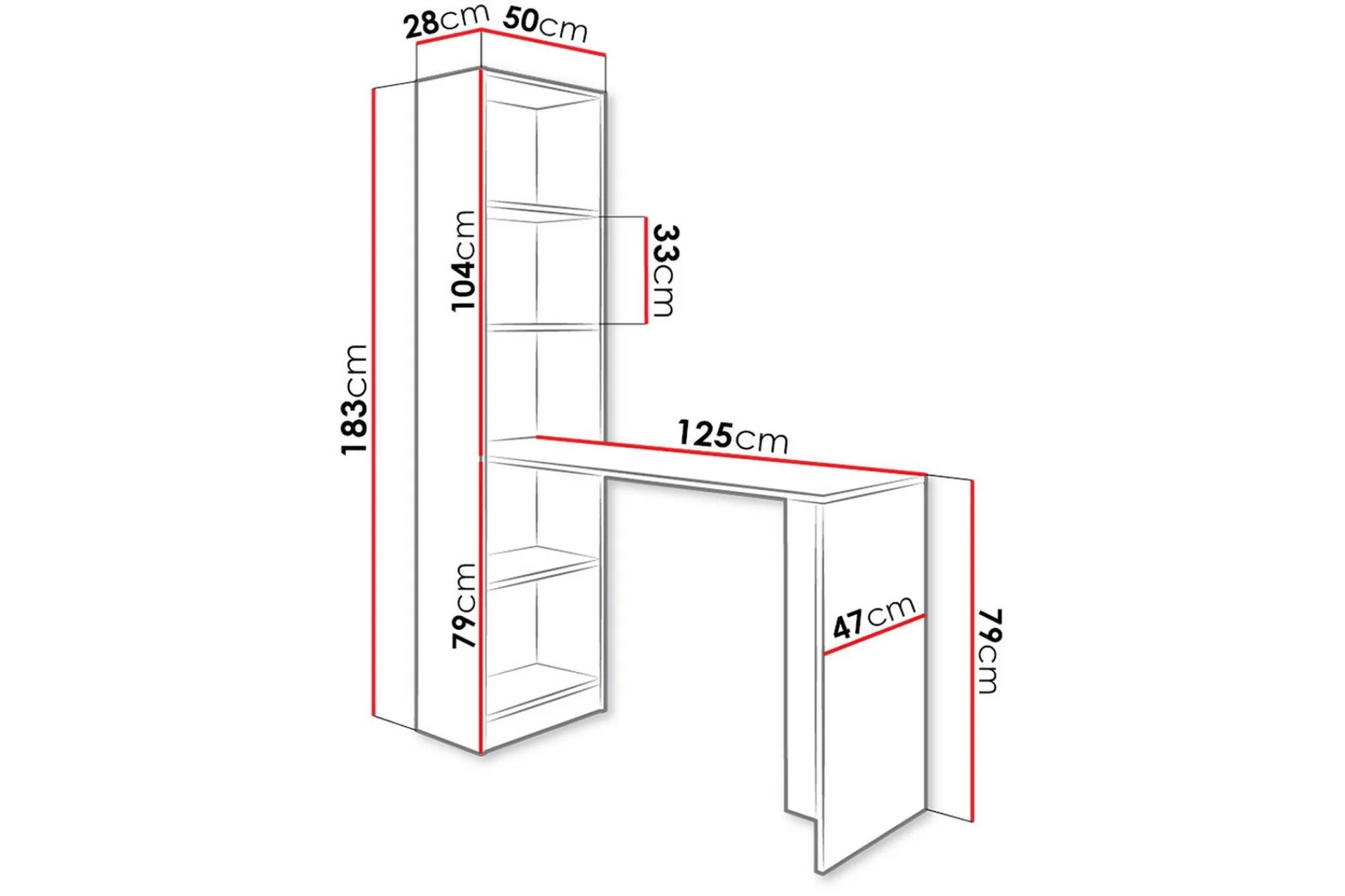 Kontorbord-Gdeide Skrivebord 50x125 cm Mørkt asketre