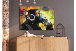 Male Selv-Gjør-det-selv-maleri Monkey In Headphones 60x40 cm