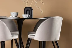 Venture Home Spisegrupper-Glade Spisegruppe 100 cm Rund med 4 Velvet Stoler Svart,Grey