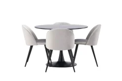 Venture Home Spisegrupper-Glade Spisegruppe 100 cm Rund med 4 Velvet Stoler Svart,Grey