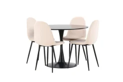 Venture Home Spisegrupper-Glade Spisegruppe 100 cm Rund med 4 Polar Stoler Beige,Svart