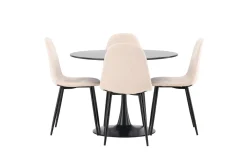 Venture Home Spisegrupper-Glade Spisegruppe 100 cm Rund med 4 Polar Stoler Beige,Svart