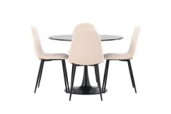 Venture Home Spisegrupper-Glade Spisegruppe 100 cm Rund med 4 Polar Stoler Beige,Svart