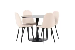 Venture Home Spisegrupper-Glade Spisegruppe 100 cm Rund med 4 Polar Stoler Beige,Svart