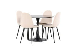 Venture Home Spisegrupper-Glade Spisegruppe 100 cm Rund med 4 Polar Stoler Beige,Svart